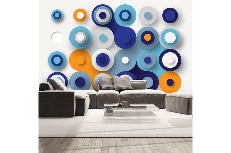 Fototapet Geometry Of Blue Wheels 250x175 - Artgeist sp. z o. o. - Inredning - Väggdekor - Tapet & tapettillbehör - Fototapet