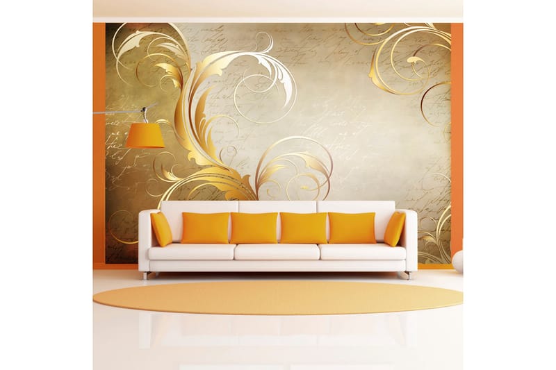 Fototapet Gold Leaf 300x210 - Artgeist sp. z o. o. - Inredning - Väggdekor - Tapet & tapettillbehör - Fototapet
