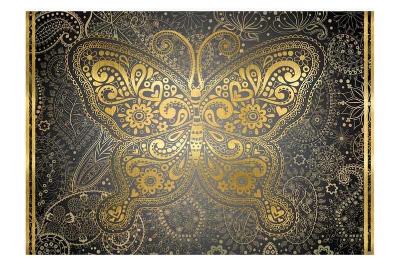 Fototapet Golden Butterfly 350x245 - Artgeist sp. z o. o. - Inredning - Väggdekor - Tapet & tapettillbehör - Fototapet