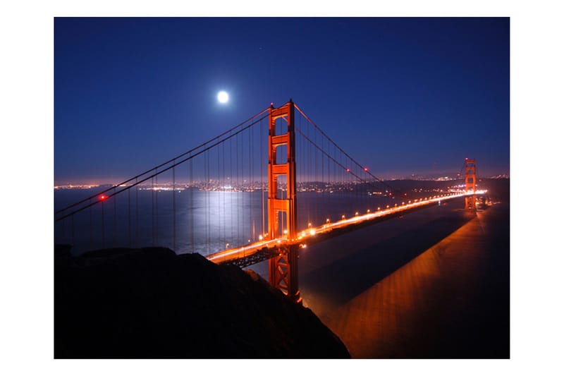 Fototapet Golden Gate-Bron På Natten 400x309 - Artgeist sp. z o. o. - Inredning - Väggdekor - Tapet & tapettillbehör - Fototapet
