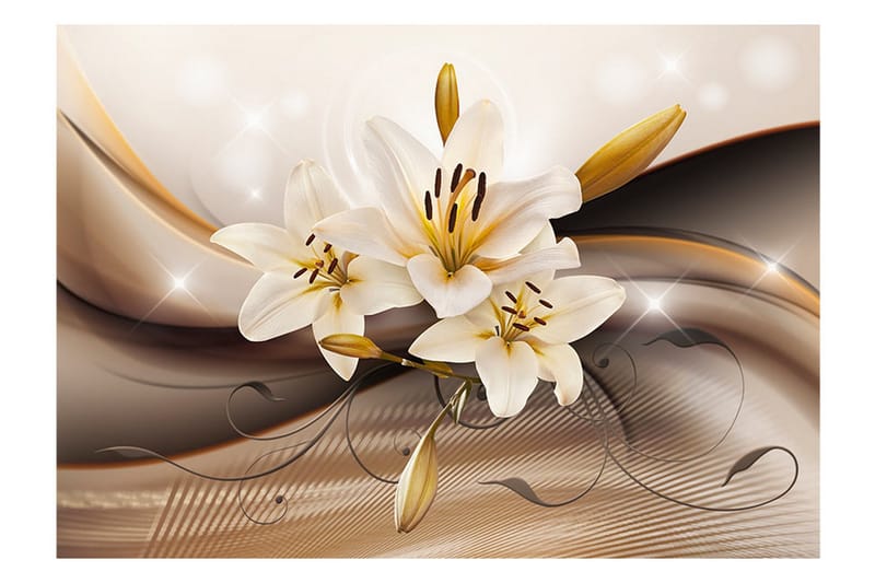 Fototapet Golden Lily 200x140 - Artgeist sp. z o. o. - Inredning - Väggdekor - Tapet & tapettillbehör - Fototapet