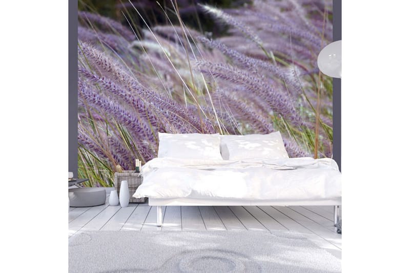 Fototapet Grönt Fält Och Lila Blommor 200x154 - Artgeist sp. z o. o. - Inredning - Väggdekor - Tapet & tapettillbehör - Fototapet