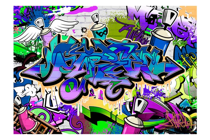 Fototapet Graffiti Violet Theme 100x70, Artgeist sp. z o. o.