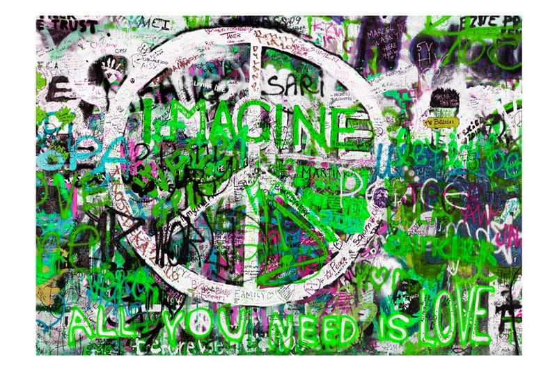 Fototapet Green Graffiti 350x245 - Artgeist sp. z o. o. - Inredning - Väggdekor - Tapet & tapettillbehör - Fototapet