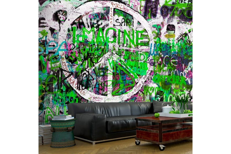 Fototapet Green Graffiti 350x245 - Artgeist sp. z o. o. - Inredning - Väggdekor - Tapet & tapettillbehör - Fototapet