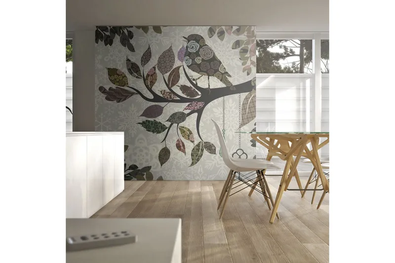 Fototapet Gren Med Fågel Lapptäcke 400x309 - Artgeist sp. z o. o. - Inredning - Väggdekor - Tapet & tapettillbehör - Fototapet