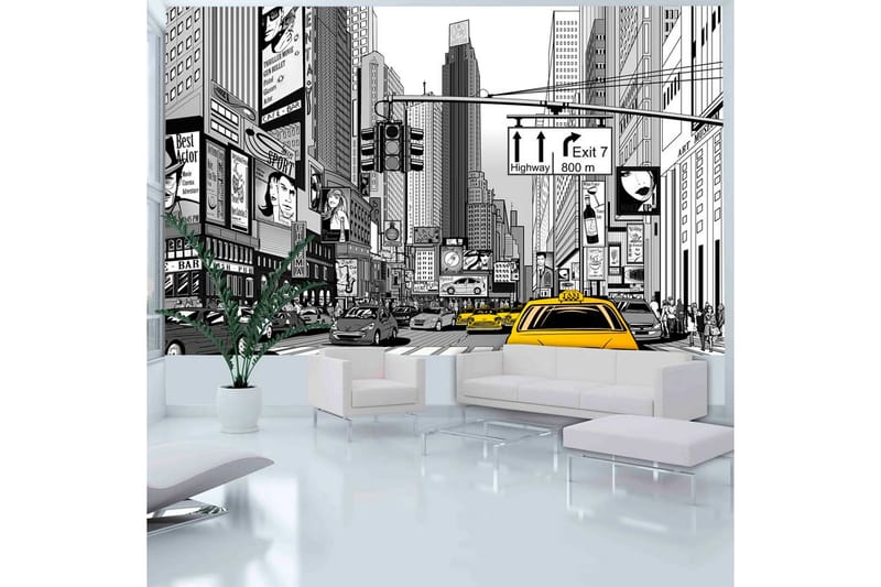 Fototapet Gula Taxibilar NYC 450x270 - Artgeist sp. z o. o. - Inredning - Väggdekor - Tapet & tapettillbehör - Fototapet
