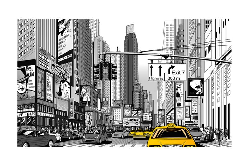 Fototapet Gula Taxibilar NYC 450x270 - Artgeist sp. z o. o. - Inredning - Väggdekor - Tapet & tapettillbehör - Fototapet