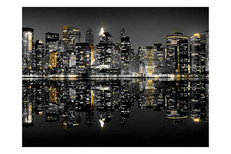 Fototapet Guld Och Silver NYC 200x154 - Artgeist sp. z o. o. - Inredning - Väggdekor - Tapet & tapettillbehör - Fototapet
