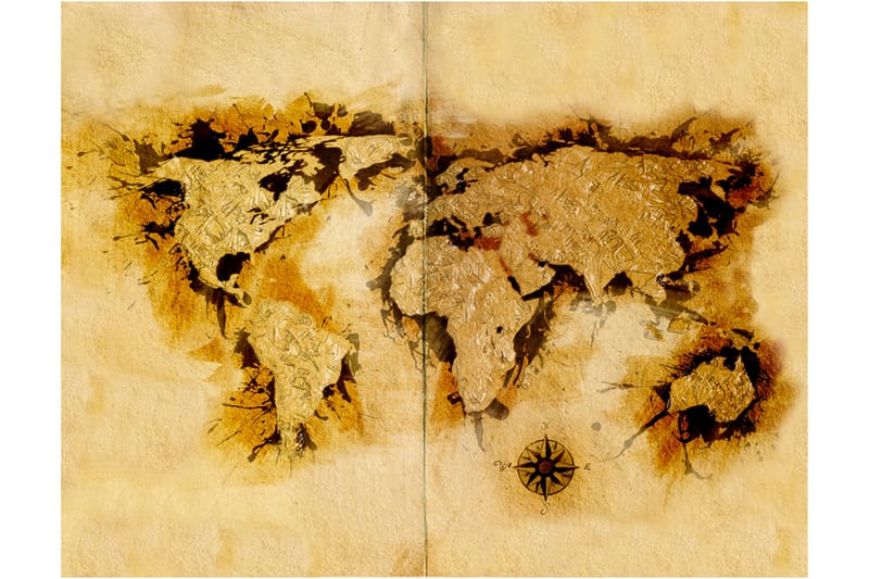 Fototapet Guldgrävare Karta Över Världen 200x154 - Artgeist sp. z o. o. - Inredning - Väggdekor - Tapet & tapettillbehör - Fototapet