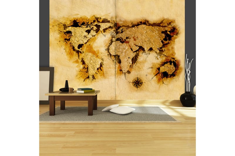 Fototapet Guldgrävare Karta Över Världen 350x270 - Artgeist sp. z o. o. - Inredning - Väggdekor - Tapet & tapettillbehör - Fototapet