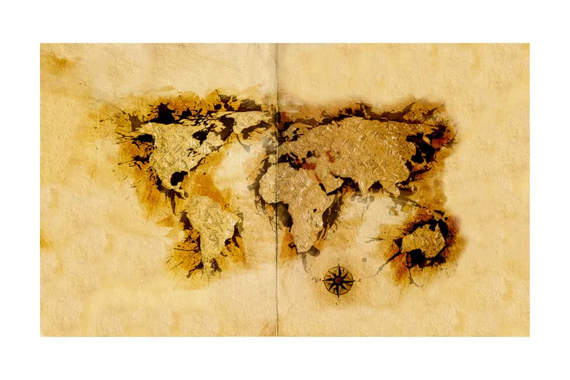 Fototapet Guldgrävare Karta Över Världen 450x270 - Artgeist sp. z o. o. - Inredning - Väggdekor - Tapet & tapettillbehör - Fototapet