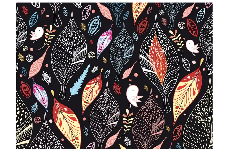 Fototapet Höstlöv På Svart Bakgrund 200x154, Artgeist sp. z o. o.