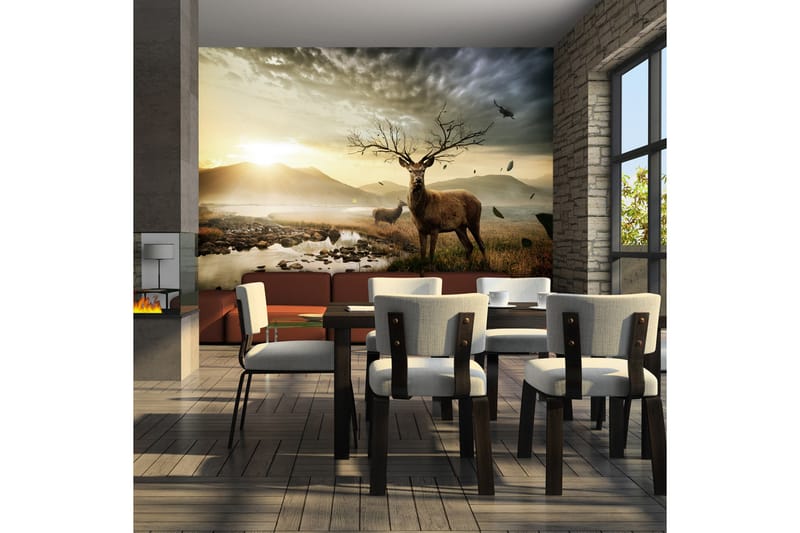 Fototapet Hjortar Och Fjällbäck 300x231 - Artgeist sp. z o. o. - Inredning - Väggdekor - Tapet & tapettillbehör - Fototapet