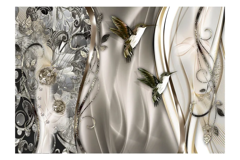 Fototapet Hummingbirds On The Wave Brown 200x140, Artgeist sp. z o. o.