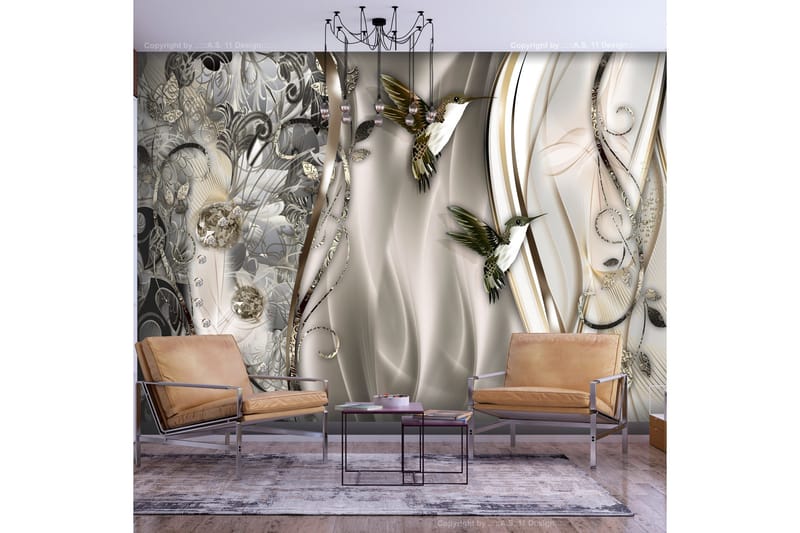 Fototapet Hummingbirds On The Wave Brown 200x140 - Artgeist sp. z o. o. - Inredning - Väggdekor - Tapet & tapettillbehör - Fototapet