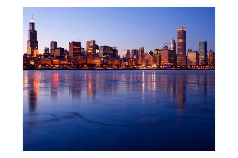 Fototapet Icy Downtown Chicago 200x154 - Artgeist sp. z o. o. - Inredning - Väggdekor - Tapet & tapettillbehör - Fototapet