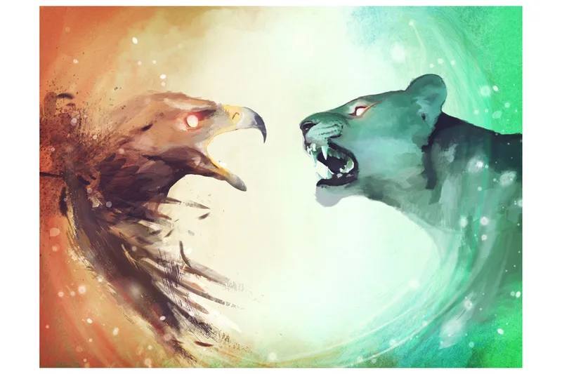 Fototapet Interspecies Clash 250x193 - Artgeist sp. z o. o. - Inredning - Väggdekor - Tapet & tapettillbehör - Fototapet