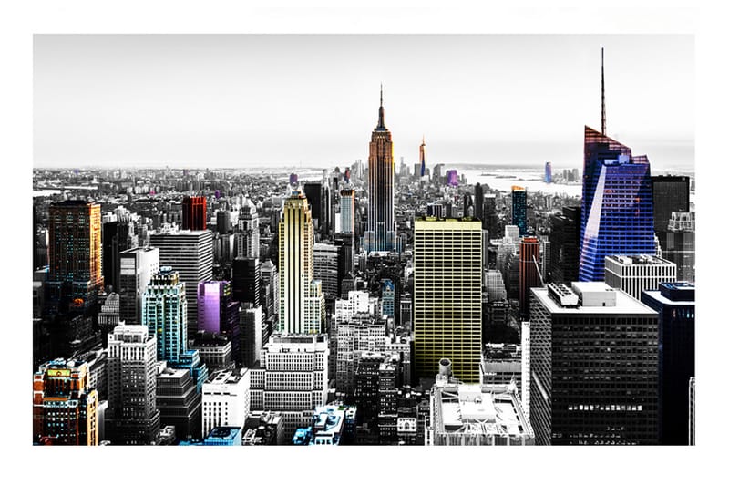 Fototapet Iridescent Skyscrapers 300x210 - Artgeist sp. z o. o. - Inredning - Väggdekor - Tapet & tapettillbehör - Fototapet