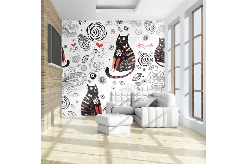 Fototapet Katter Kärlek 200x154 - Artgeist sp. z o. o. - Inredning - Väggdekor - Tapet & tapettillbehör - Fototapet