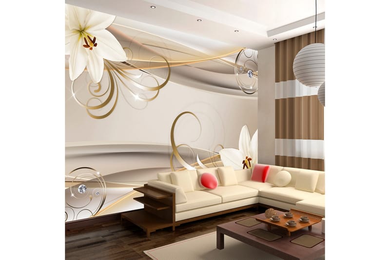 Fototapet Lilies And The Gold Spirals 150x105, Artgeist sp. z o. o.