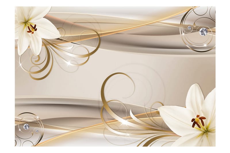Fototapet Lilies And The Gold Spirals 200x140 - Artgeist sp. z o. o. - Inredning - Väggdekor - Tapet & tapettillbehör - Fototapet