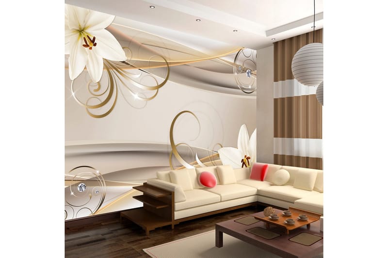 Fototapet Lilies And The Gold Spirals 350x245, Artgeist sp. z o. o.