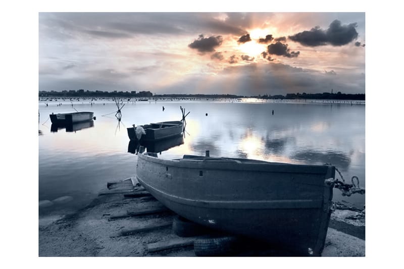 Fototapet Little Port Boats 350x270 - Artgeist sp. z o. o. - Inredning - Väggdekor - Tapet & tapettillbehör - Fototapet