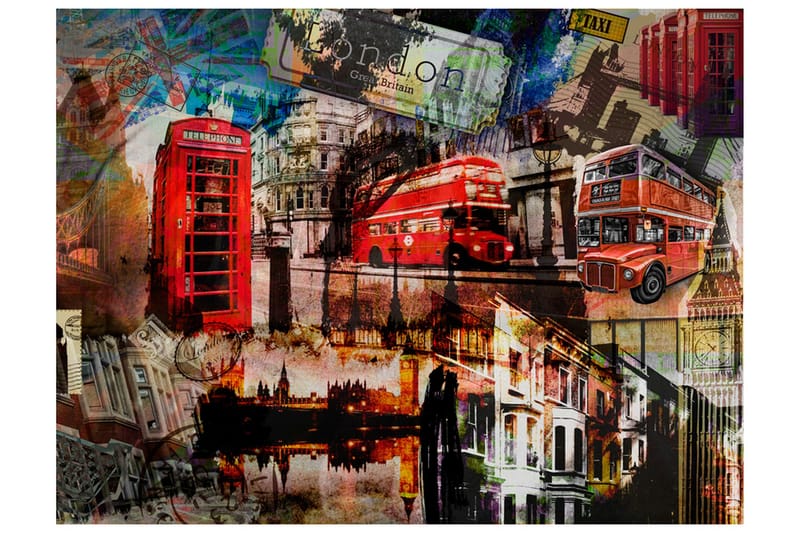 Fototapet London Collage 400x309 - Artgeist sp. z o. o. - Inredning - Väggdekor - Tapet & tapettillbehör - Fototapet