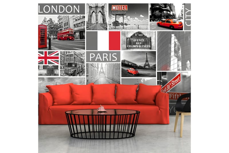 Fototapet London Paris Berlin New York 150x105 - Artgeist sp. z o. o. - Inredning - Väggdekor - Tapet & tapettillbehör - Fototapet