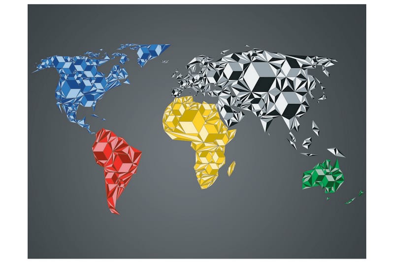 Fototapet Map Of The World Colorful Solids 200x154 - Artgeist sp. z o. o. - Inredning - Väggdekor - Tapet & tapettillbehör - Fototapet