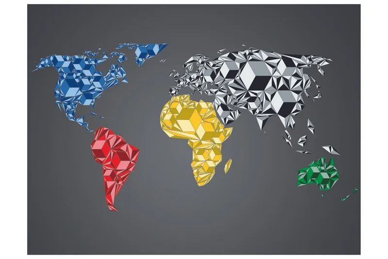 Fototapet Map Of The World Colorful Solids 200x154, Artgeist sp. z o. o.