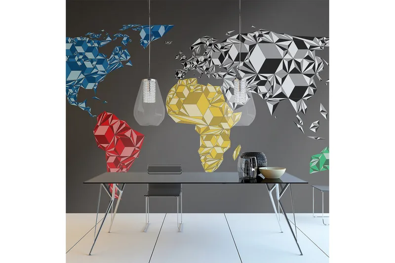 Fototapet Map Of The World Colorful Solids 200x154 - Artgeist sp. z o. o. - Inredning - Väggdekor - Tapet & tapettillbehör - Fototapet