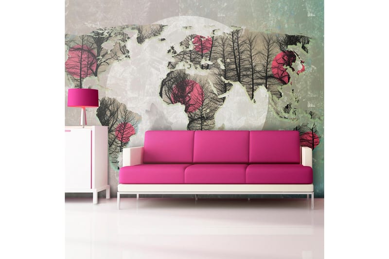 Fototapet Map Of The World Howling To The Moon 250x193, Artgeist sp. z o. o.