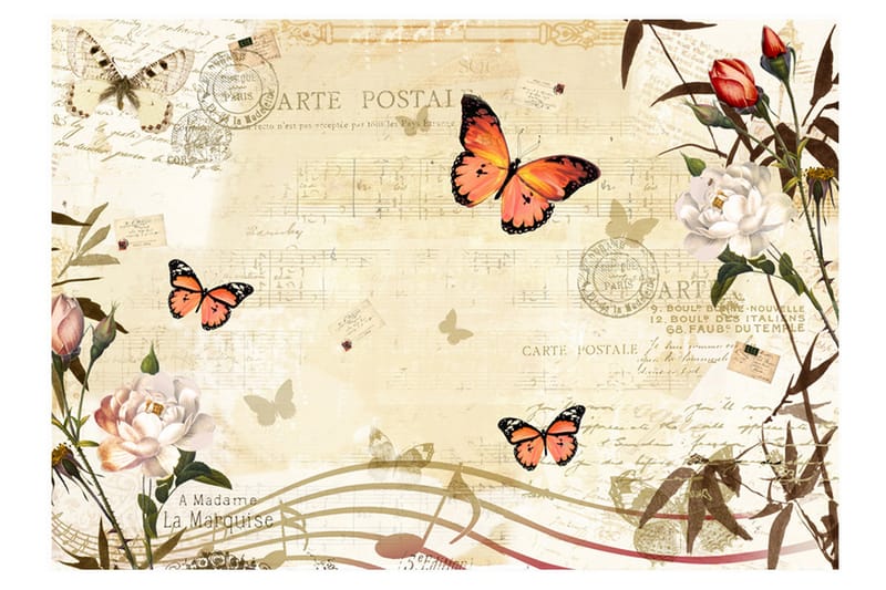Fototapet Melodies Of Butterflies 200x140 - Artgeist sp. z o. o. - Inredning - Väggdekor - Tapet & tapettillbehör - Fototapet