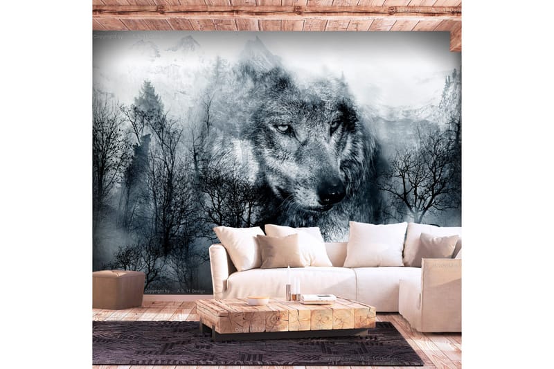 Fototapet Mountain Predator Black And White 250x175 - Artgeist sp. z o. o. - Inredning - Väggdekor - Tapet & tapettillbehör - Fototapet