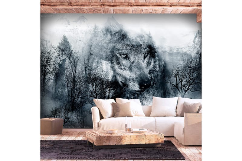 Fototapet Mountain Predator Black And White 400x280 - Artgeist sp. z o. o. - Inredning - Väggdekor - Tapet & tapettillbehör - Fototapet