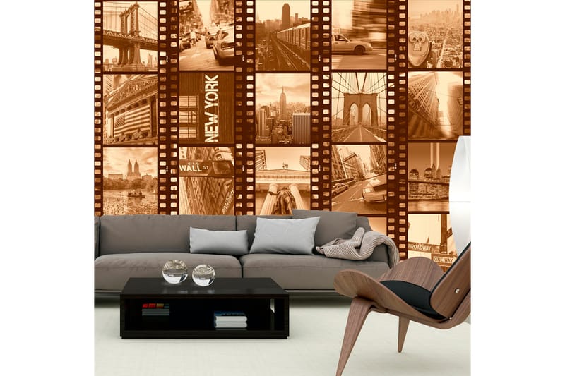 Fototapet New York Collage Sepia 50x1000 - Artgeist sp. z o. o. - Inredning - Väggdekor - Tapet & tapettillbehör - Fototapet