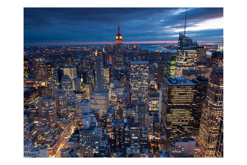 Fototapet New York Natt 350x270 - Artgeist sp. z o. o. - Inredning - Väggdekor - Tapet & tapettillbehör - Fototapet