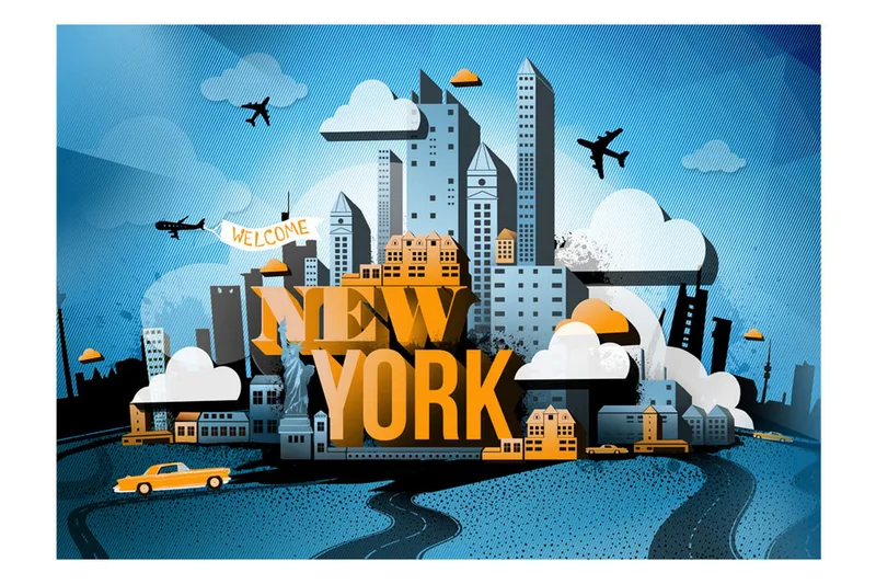 Fototapet New York Welcome 300x210 - Artgeist sp. z o. o. - Inredning - Väggdekor - Tapet & tapettillbehör - Fototapet