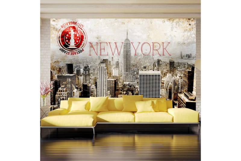 Fototapet New York Post Age Stamp 100x70 - Artgeist sp. z o. o. - Inredning - Väggdekor - Tapet & tapettillbehör - Fototapet