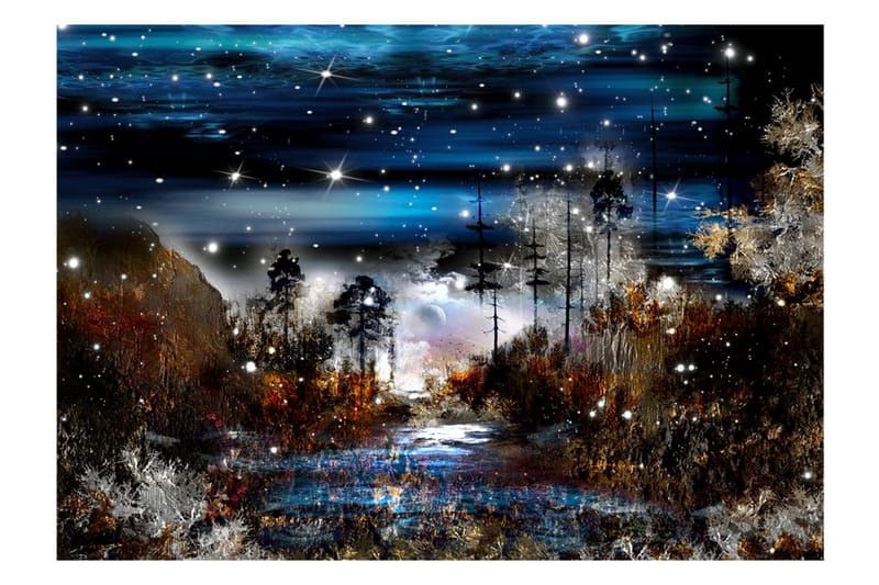 Fototapet Night In The Forest 150x105 - Artgeist sp. z o. o. - Inredning - Väggdekor - Tapet & tapettillbehör - Fototapet