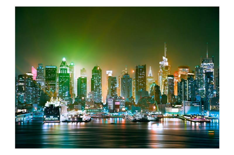 Fototapet NY Enlightened Harbour 400x280 - Artgeist sp. z o. o. - Inredning - Väggdekor - Tapet & tapettillbehör - Fototapet
