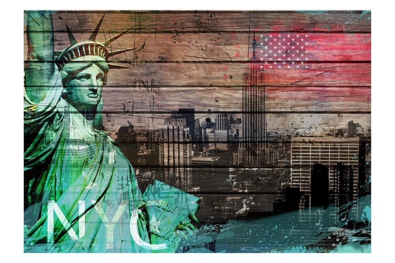 Fototapet NYC Symbols 350x245 - Artgeist sp. z o. o. - Inredning - Väggdekor - Tapet & tapettillbehör - Fototapet