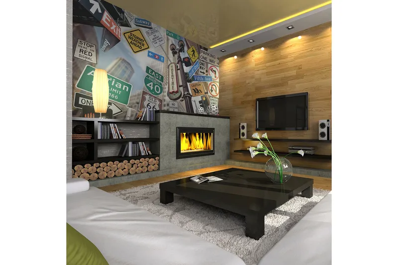 Fototapet NYC Tecken På En Färgad Bakgrund 200x154, Artgeist sp. z o. o.