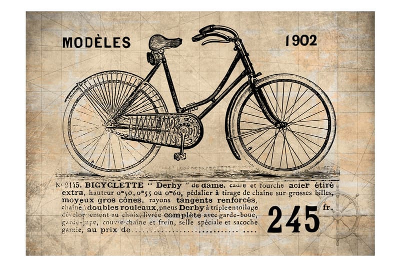 Fototapet Old School Bicycle 350x245 - Artgeist sp. z o. o. - Inredning - Väggdekor - Tapet & tapettillbehör - Fototapet