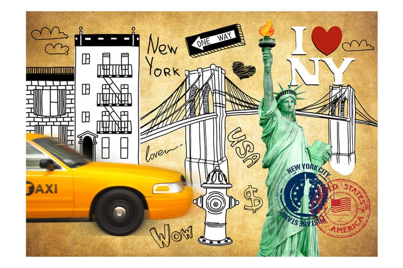 Fototapet One Way New York 300x210 - Artgeist sp. z o. o. - Inredning - Väggdekor - Tapet & tapettillbehör - Fototapet