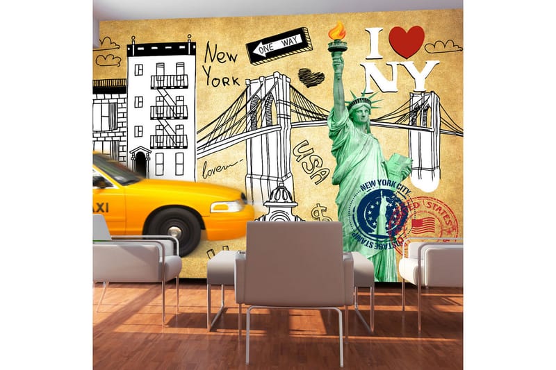 Fototapet One Way New York 300x210 - Artgeist sp. z o. o. - Inredning - Väggdekor - Tapet & tapettillbehör - Fototapet