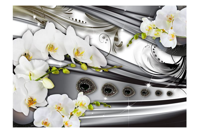 Fototapet Orchids & Jewelry 300x210 - Artgeist sp. z o. o. - Inredning - Väggdekor - Tapet & tapettillbehör - Fototapet