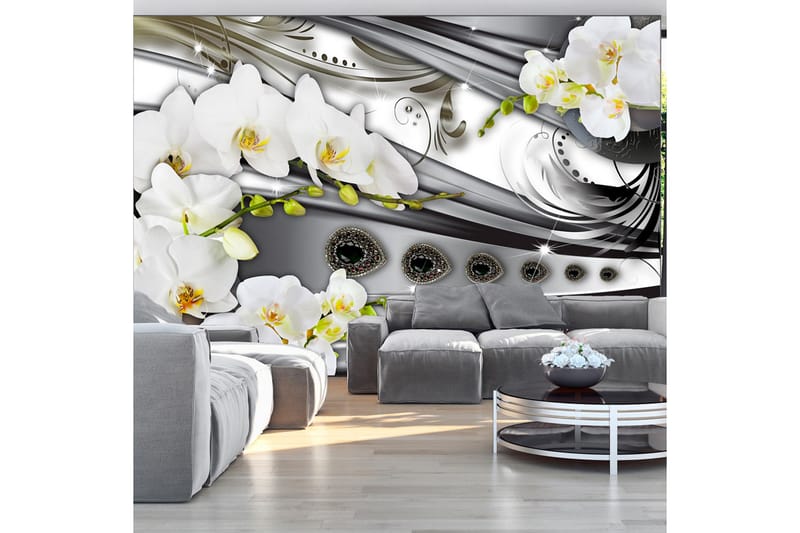 Fototapet Orchids & Jewelry 350x245 - Artgeist sp. z o. o. - Inredning - Väggdekor - Tapet & tapettillbehör - Fototapet